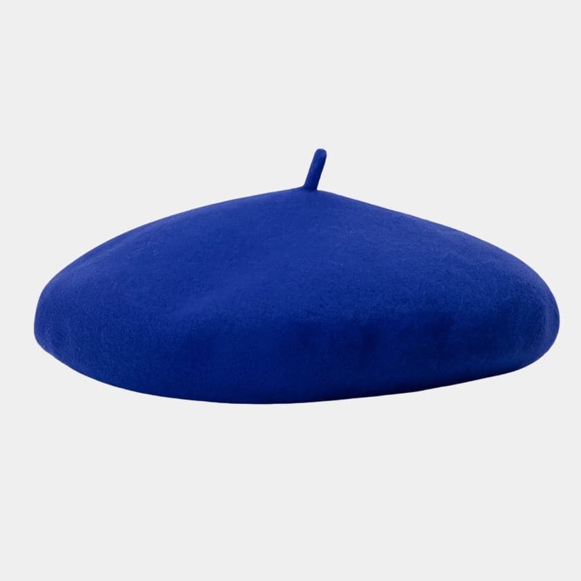 Béret basque large en laine bleu roi