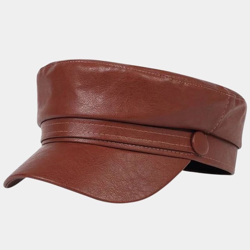 Béret casquette marron cognac en cuir