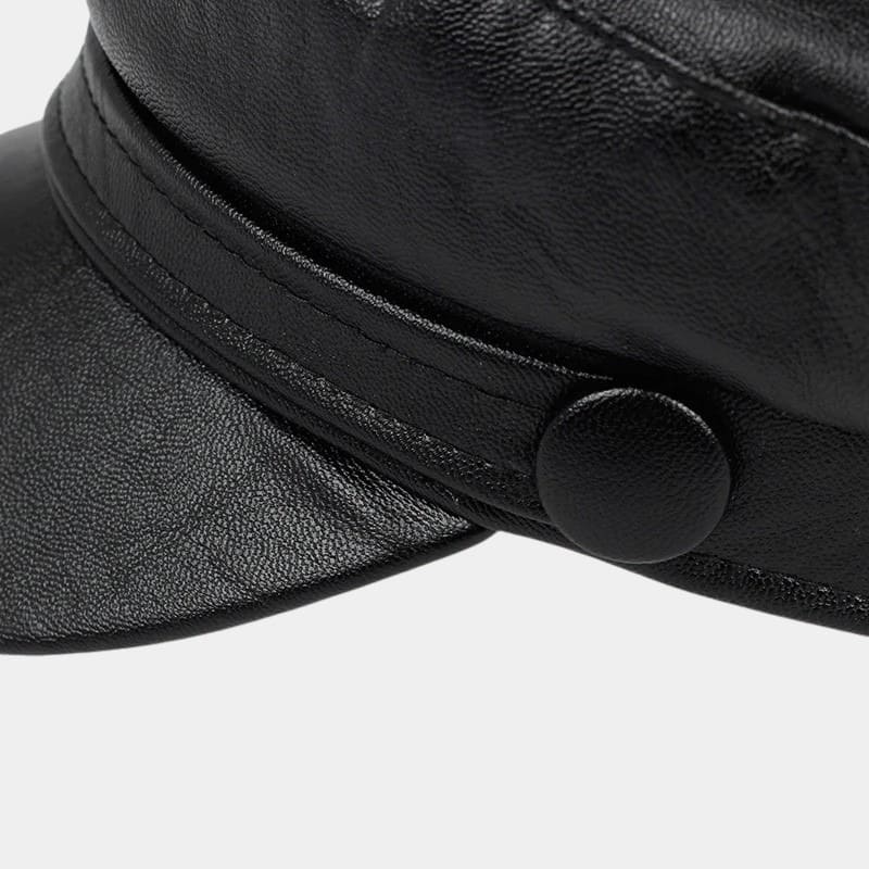 Béret casquette noir en cuir