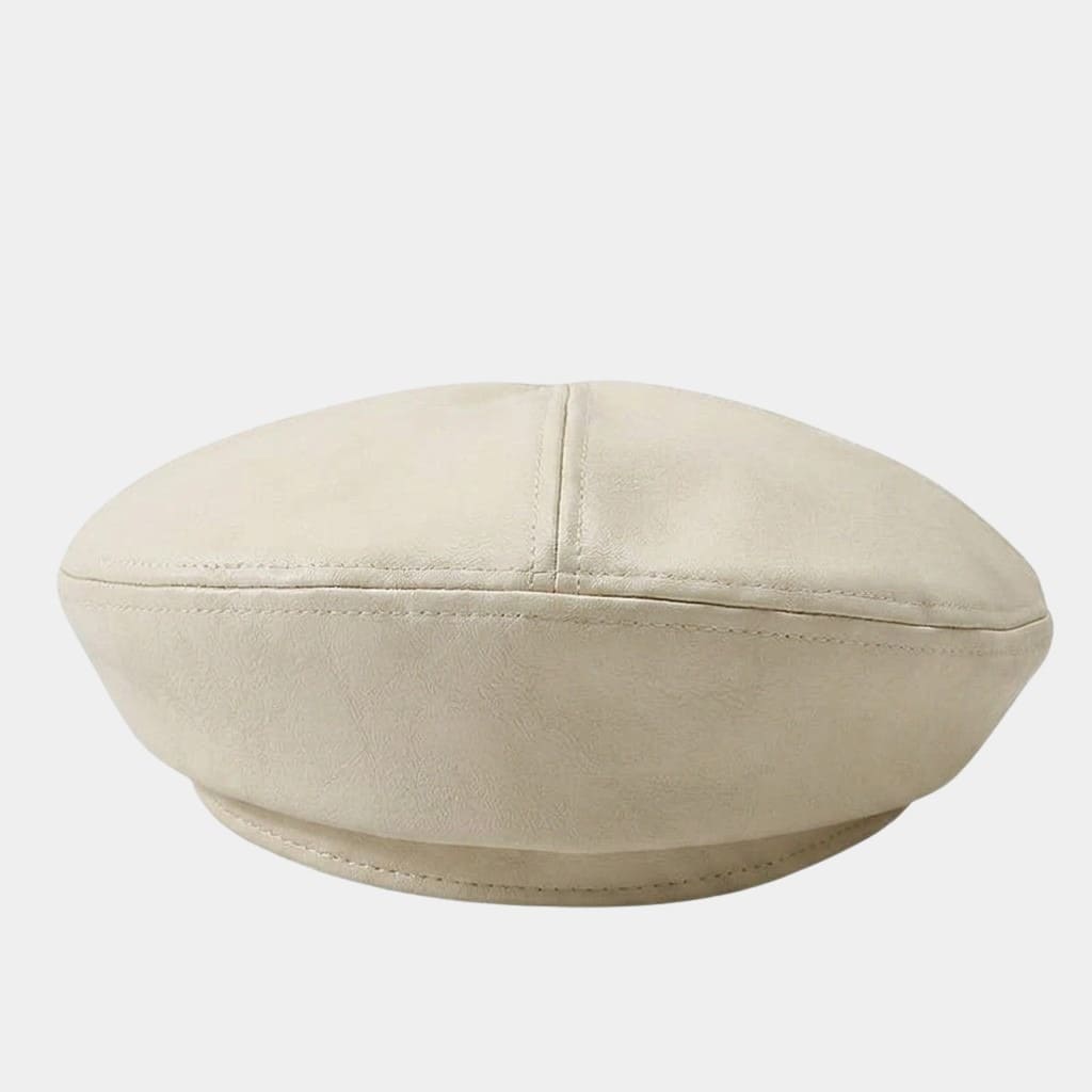 Béret en cuir beige