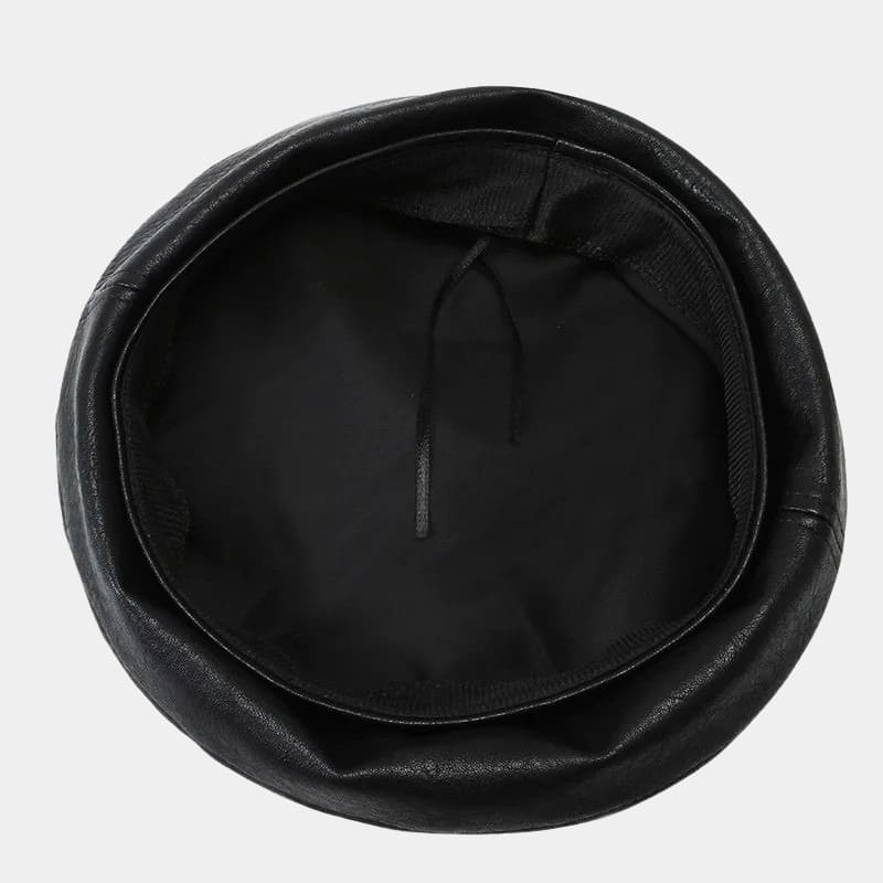 Béret en cuir noir