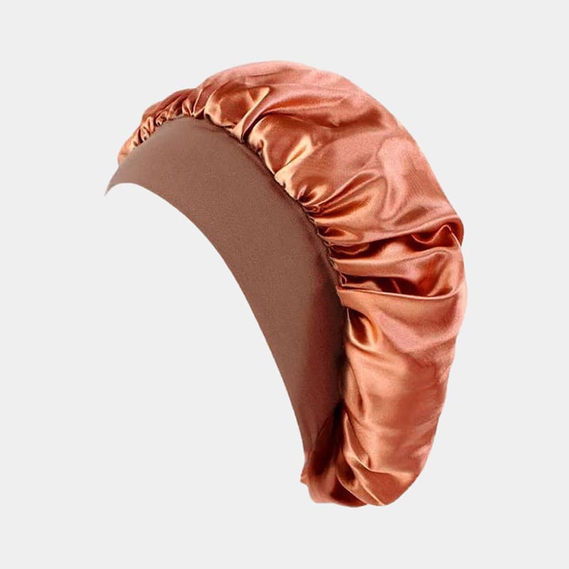 Bonnet de nuit en satin cuivre avec bandeau
