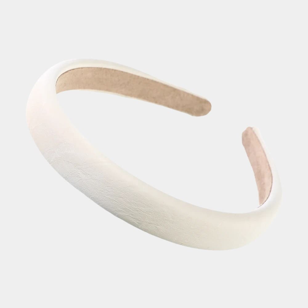 White Faux Leather Headband | Meolina display picture 1
