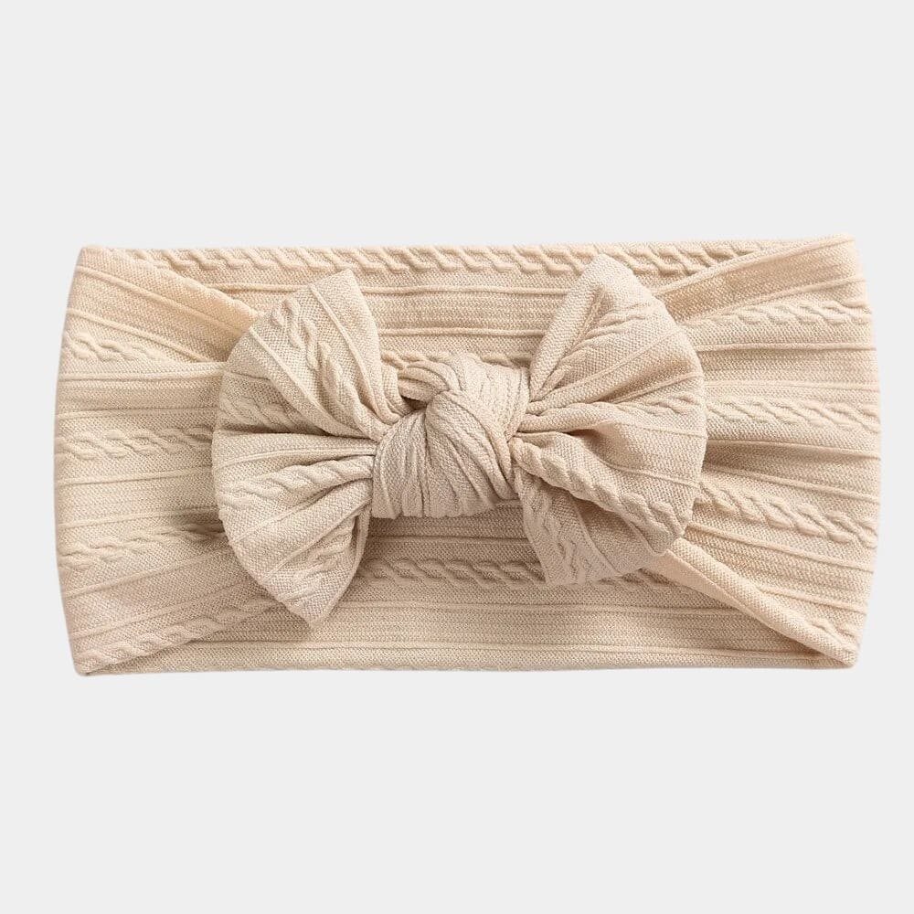 Bandeau bébé beige amande avec gros nœud