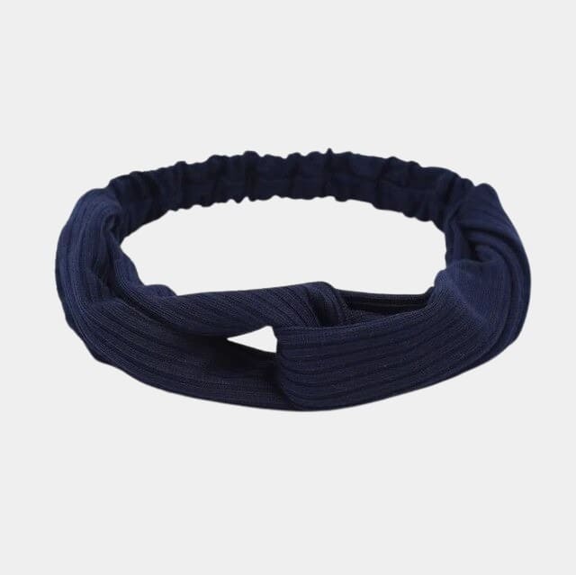 Bandeau bleu marine rayé avec nœud