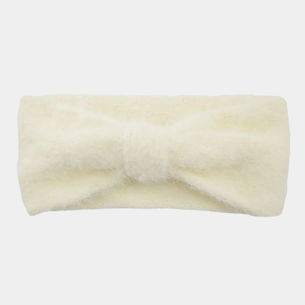 Bandeau fourrure blanc avec nœud