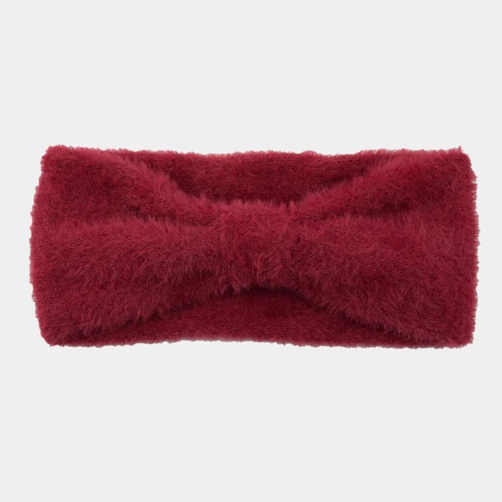 Bandeau fourrure rouge avec nœud