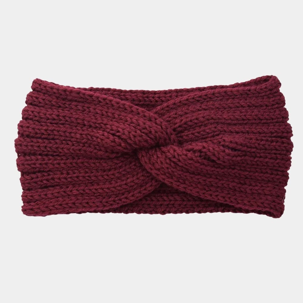 Bandeau en laine bordeaux uni