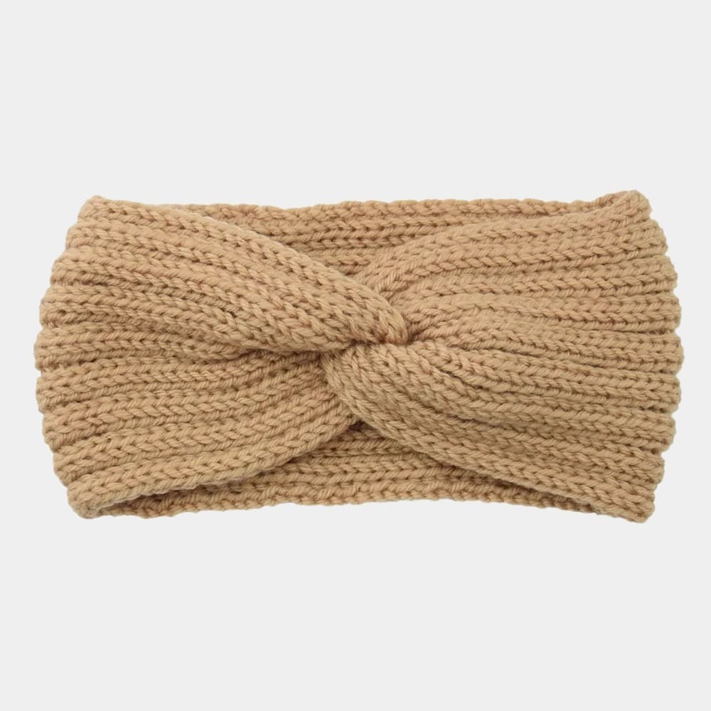 Bandeau en laine camel uni