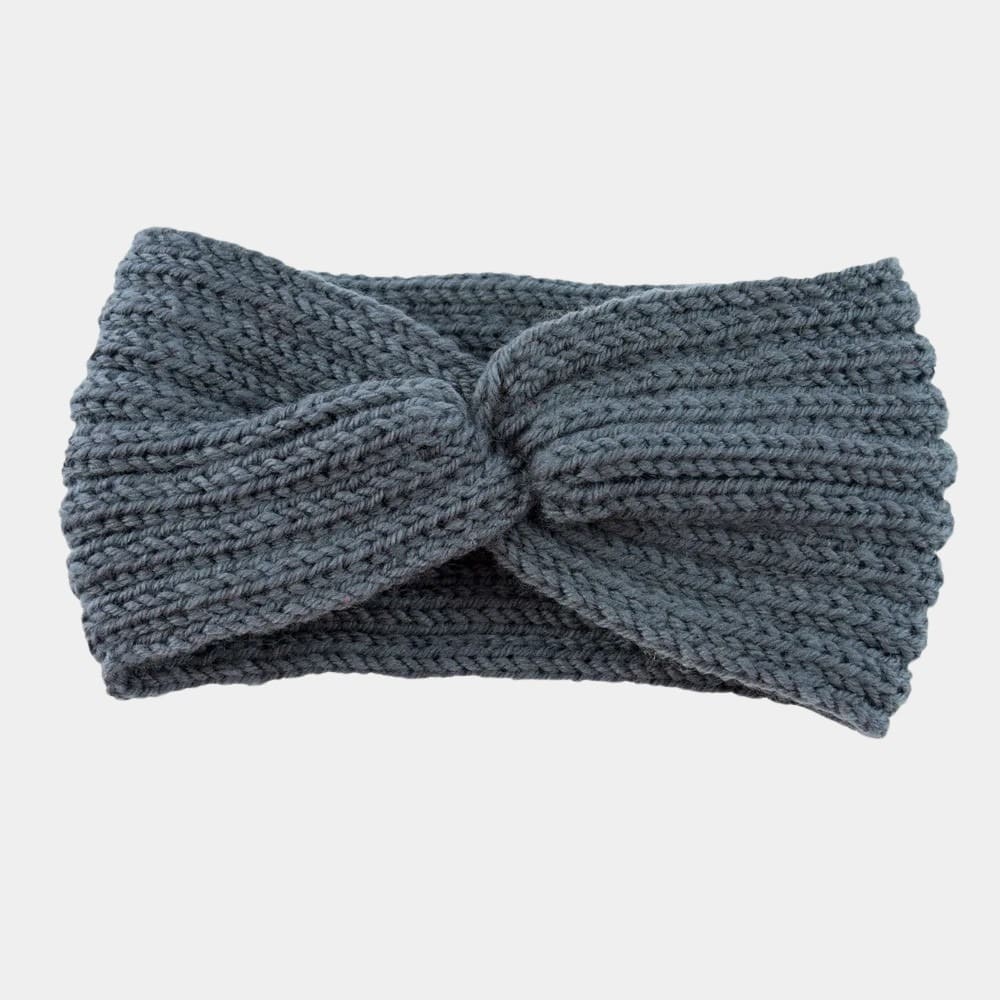 Bandeau en laine gris foncé uni