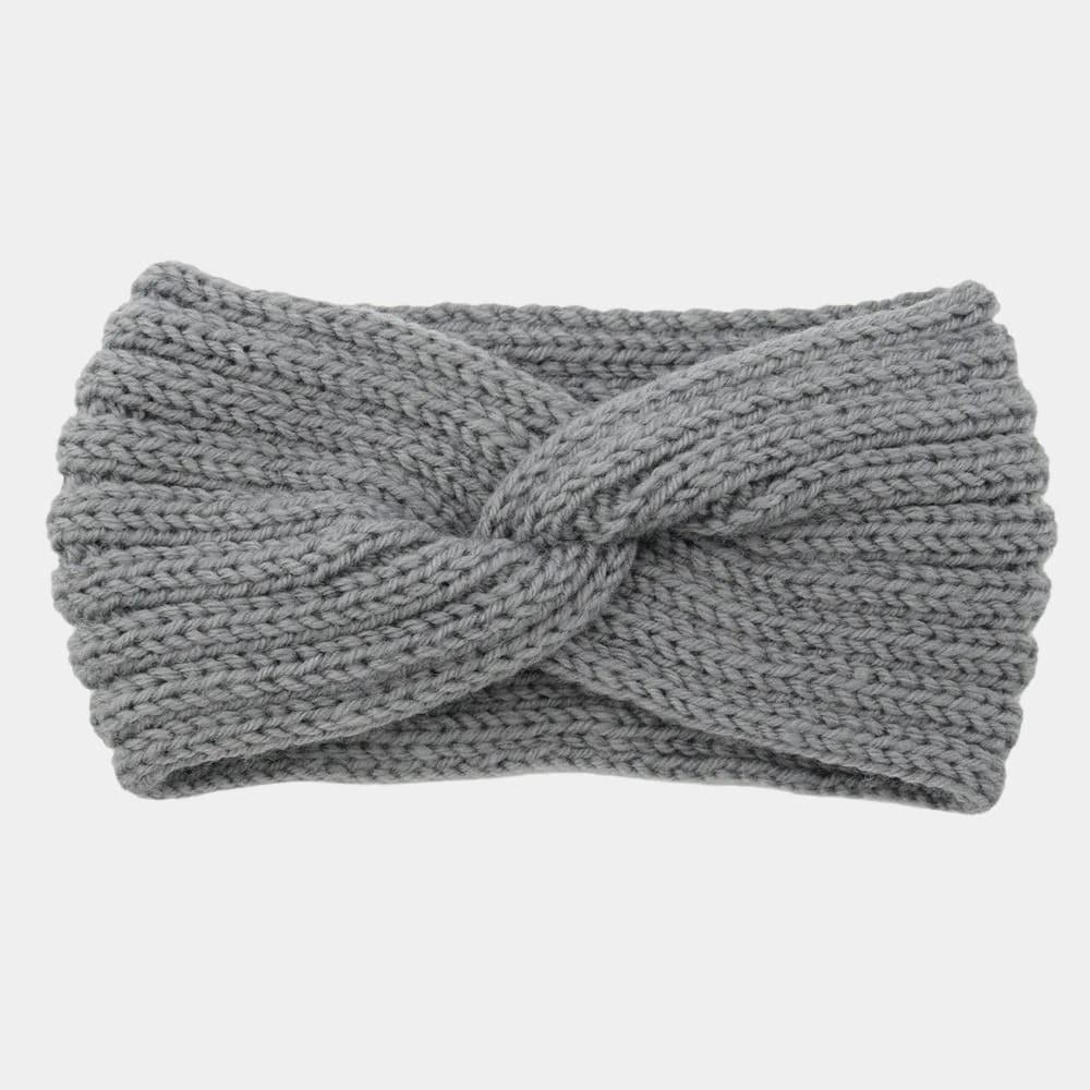 Bandeau en laine gris uni