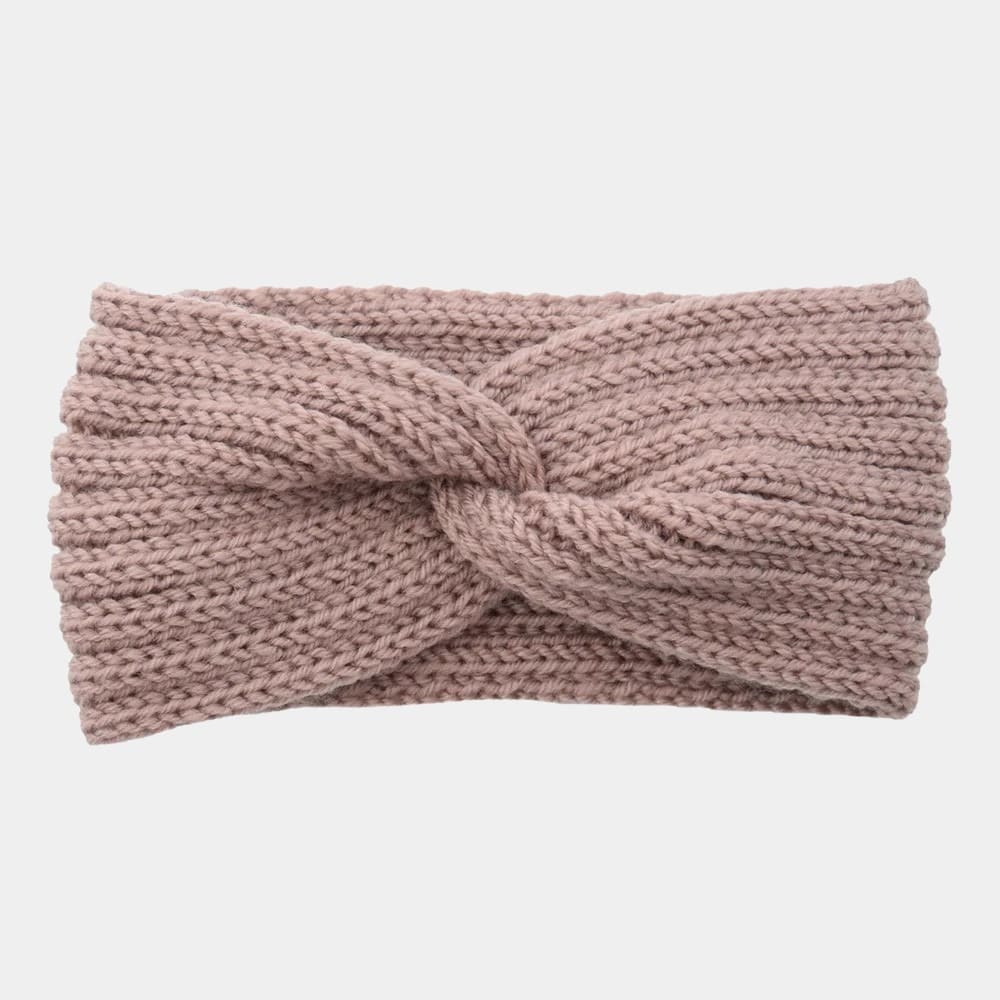 Bandeau en laine mauve clair uni