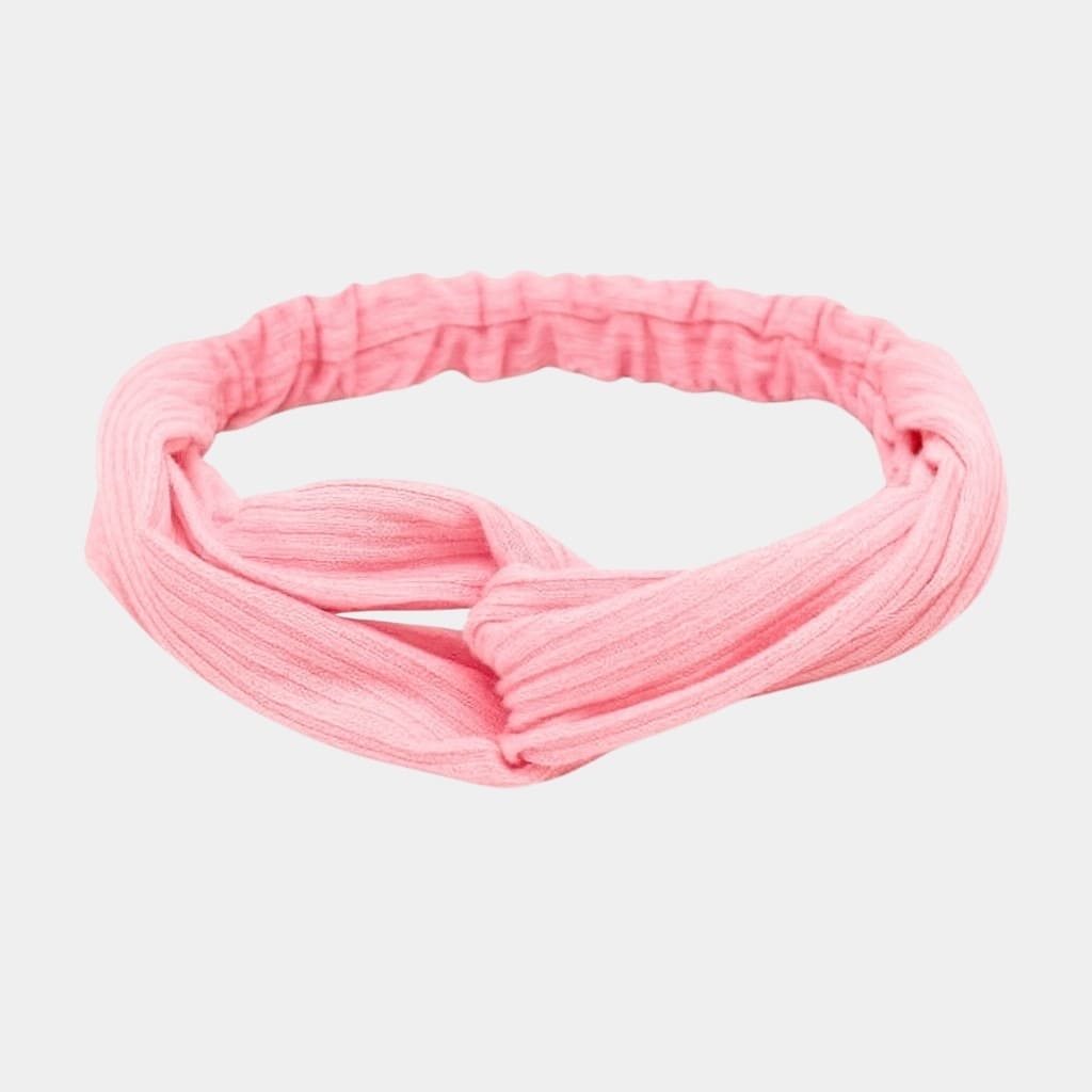 Bandeau rose rayé avec nœud