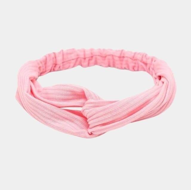 Bandeau rose rayé avec nœud