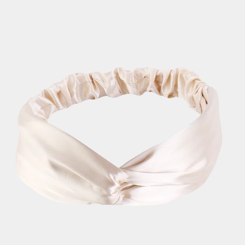 Bandeau en satin beige champagne