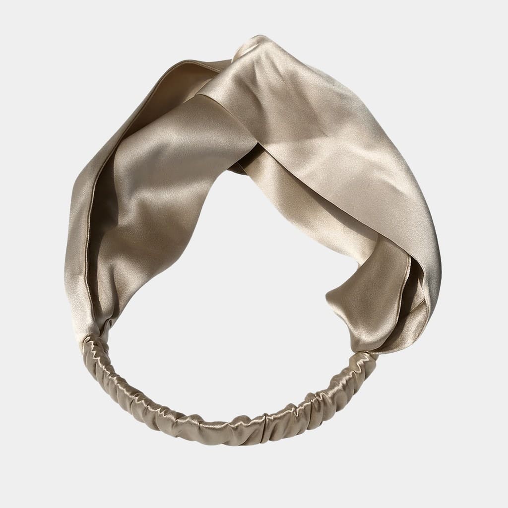 Bandeau en soie beige sable