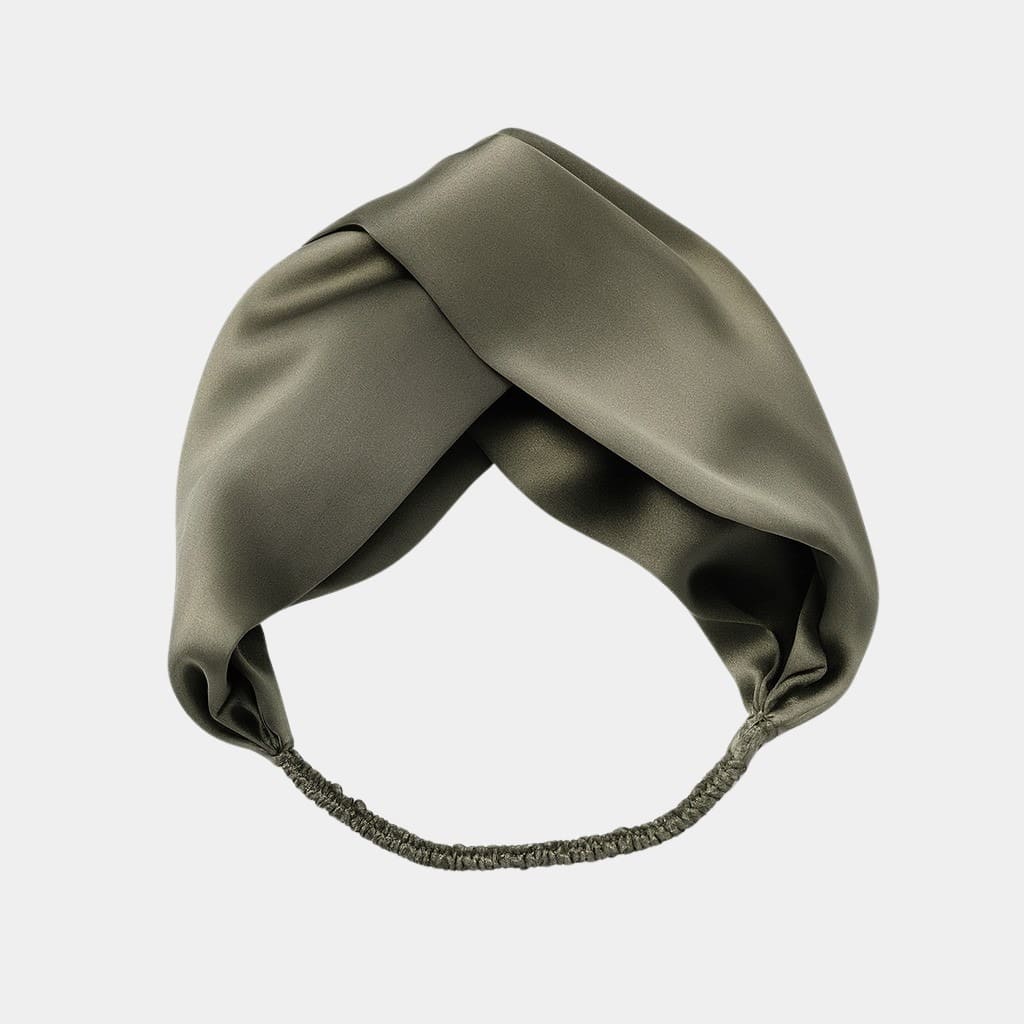 Bandeau en soie kaki