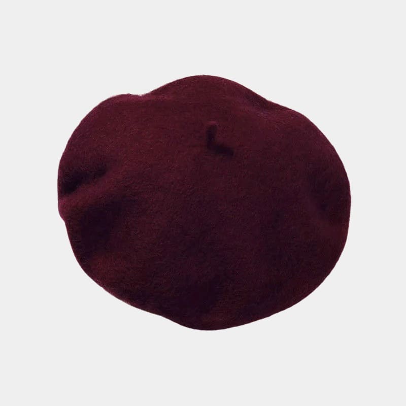 Béret bonnet bordeaux en feutre de laine