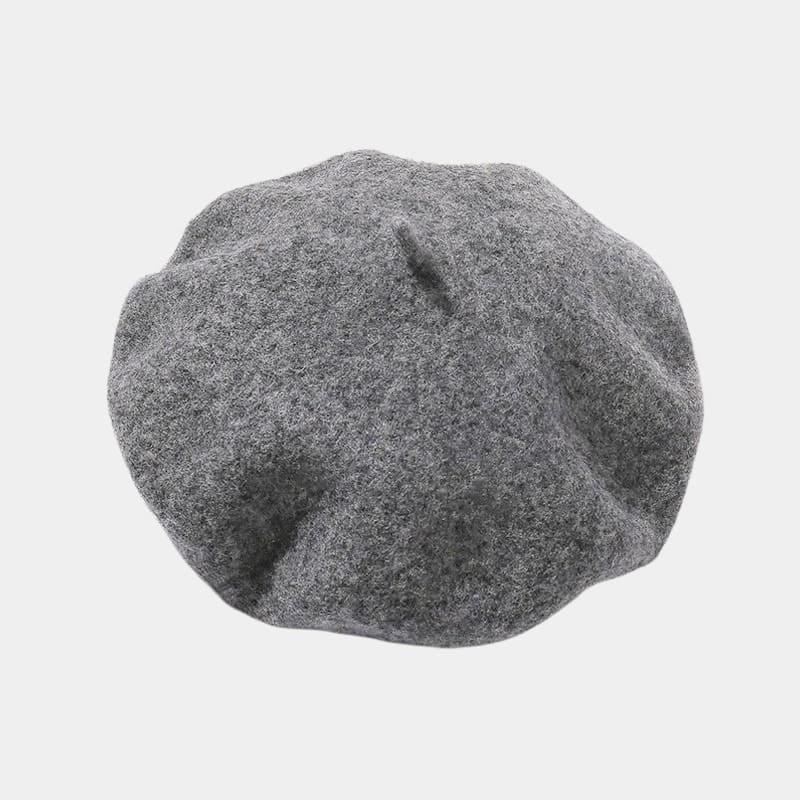 Béret bonnet gris chiné en feutre de laine