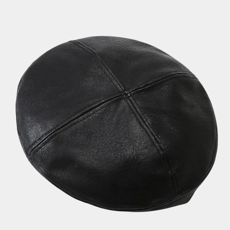 Béret en cuir noir