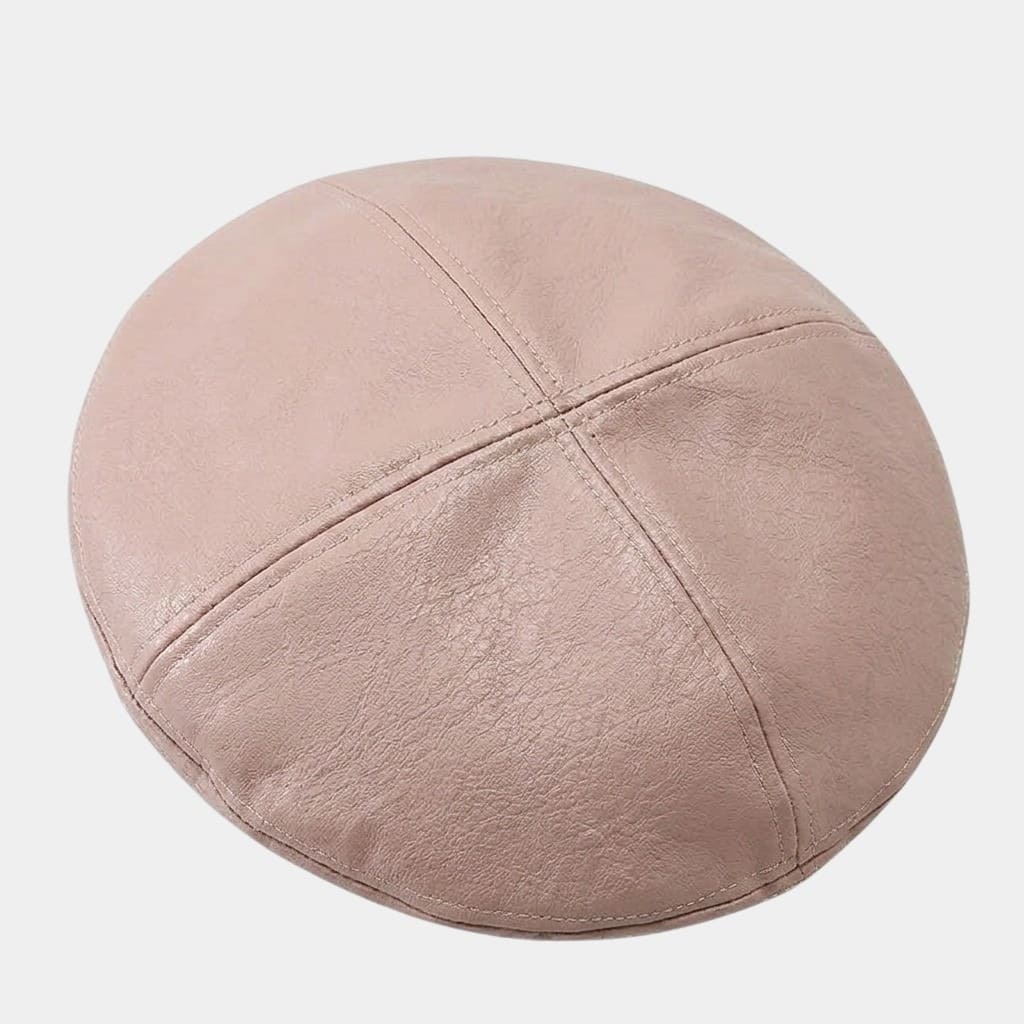 Béret en cuir rose
