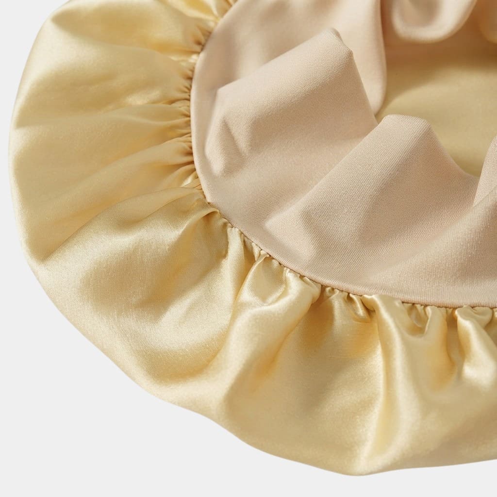 Bonnet de nuit en soie doré avec nœud