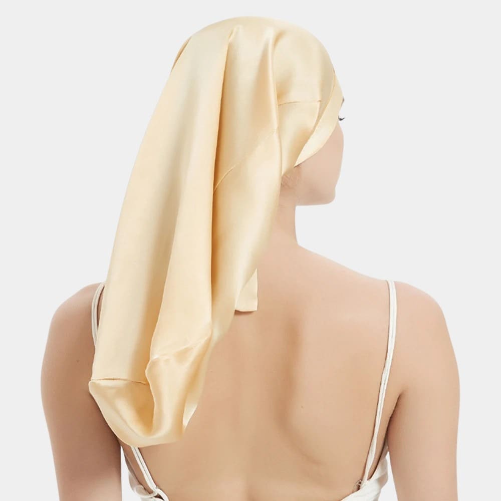 Bonnet de nuit en soie long champagne