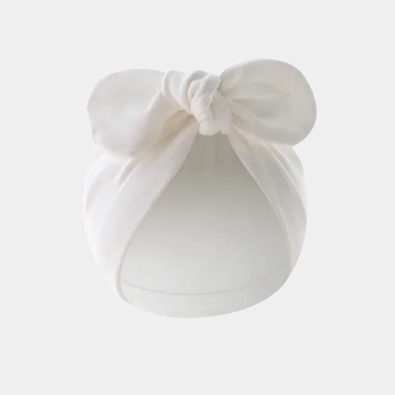 Bonnet turban bébé blanc avec nœud