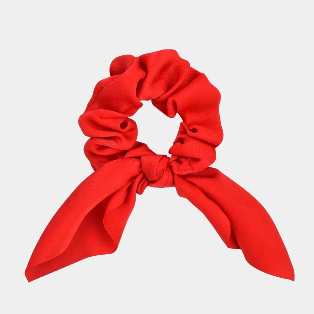 Chouchou foulard court rouge avec nœud