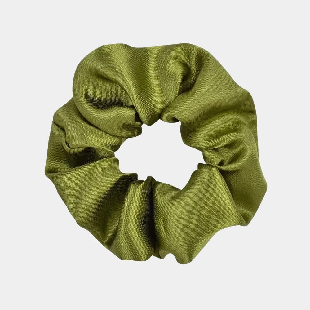 Chouchou en satin vert militaire