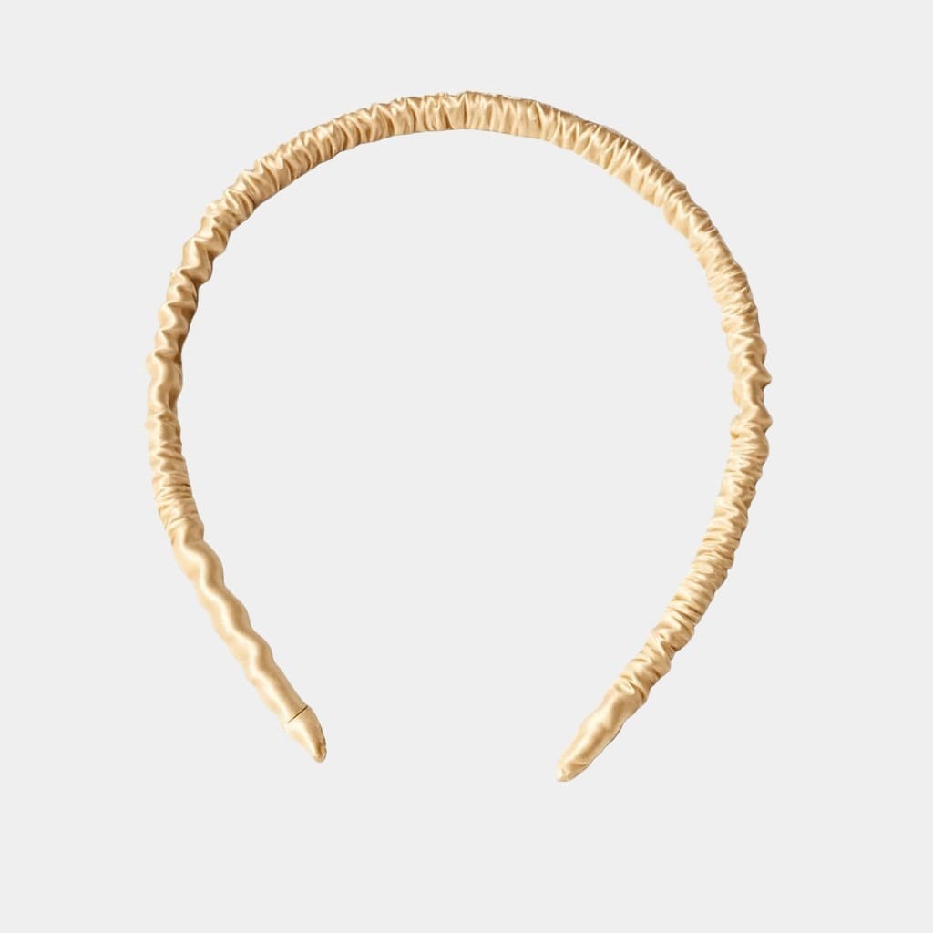 Serre-tête fin beige en soie