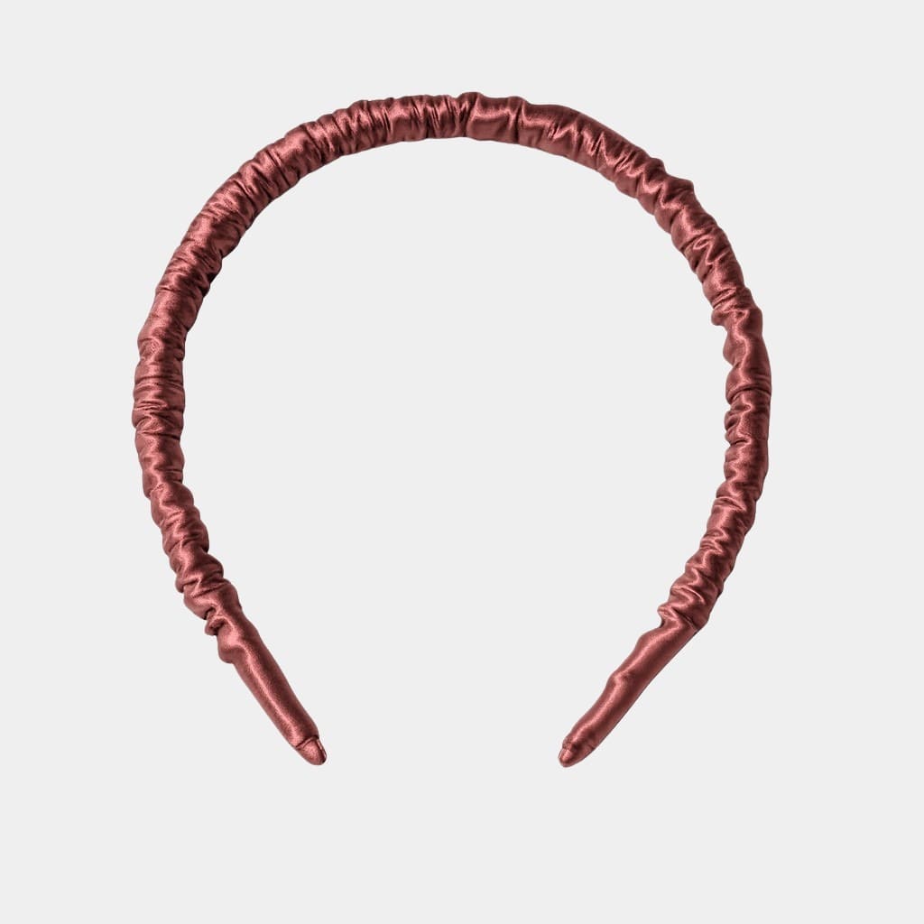Serre-tête fin marron camée en soie