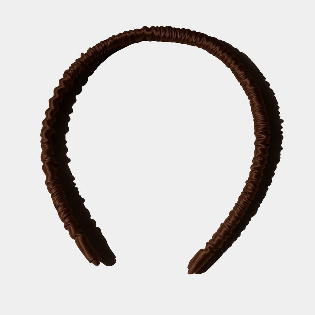 Serre-tête fin marron en soie
