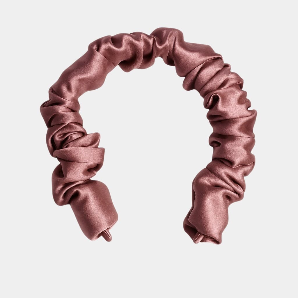 Serre-tête plissé marron camée en soie