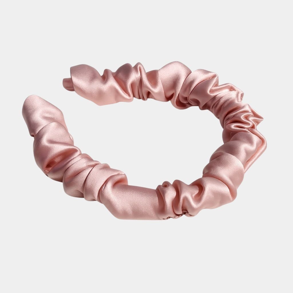 Serre-tête plissé rose gold en soie