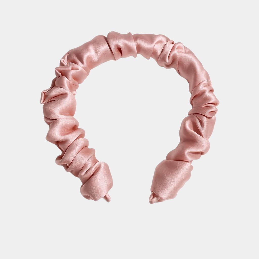 Serre-tête plissé rose gold en soie