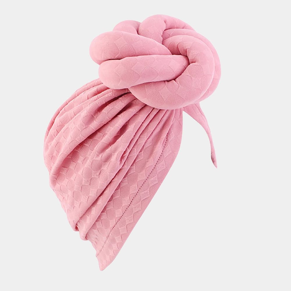 Turban africain rose clair avec gros nœud