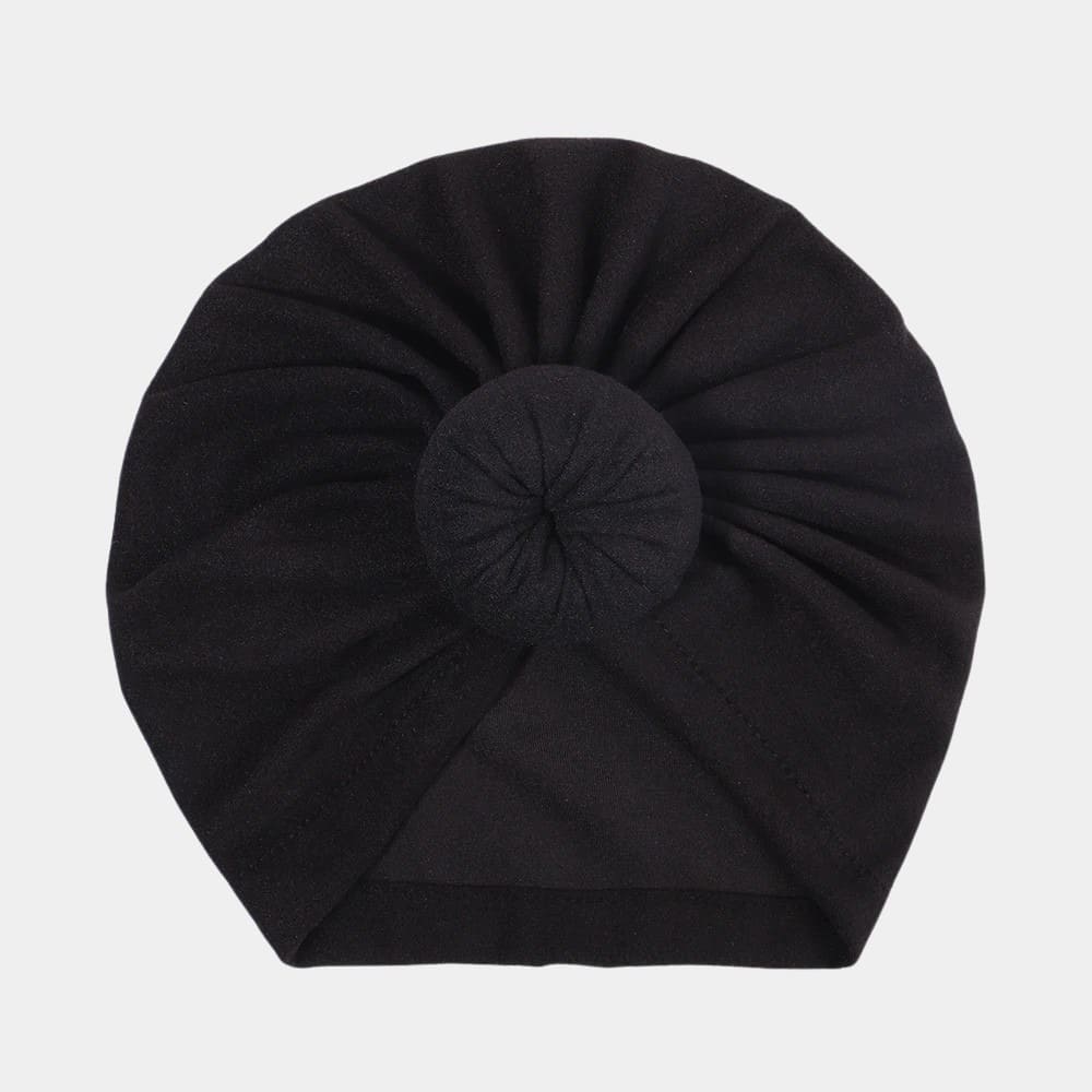 Turban bébé noir avec nœud