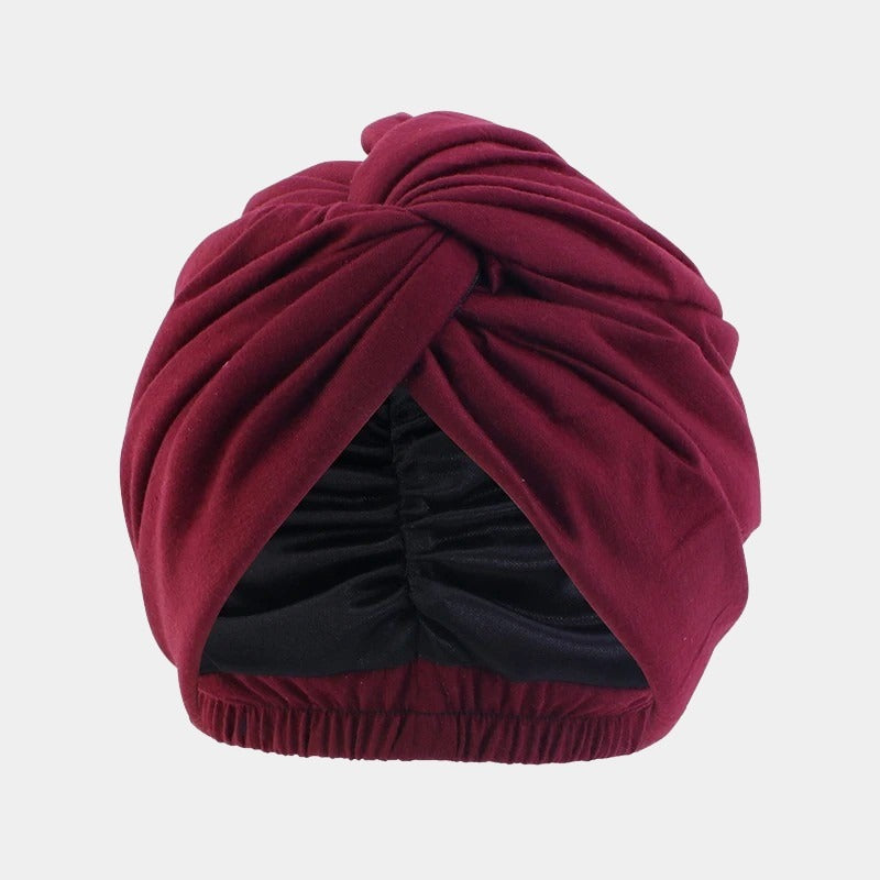 Turban bordeaux doublé en satin