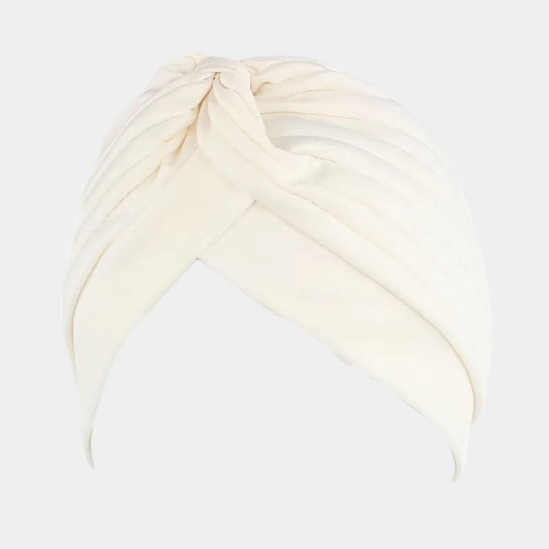 Turban plissé beige