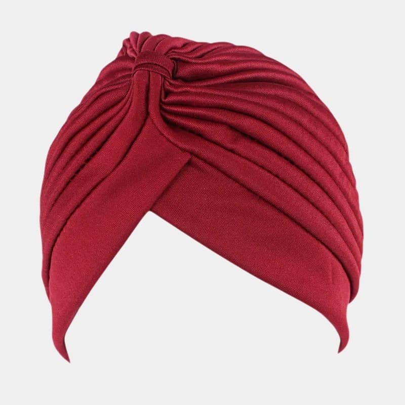 Turban plissé bordeaux