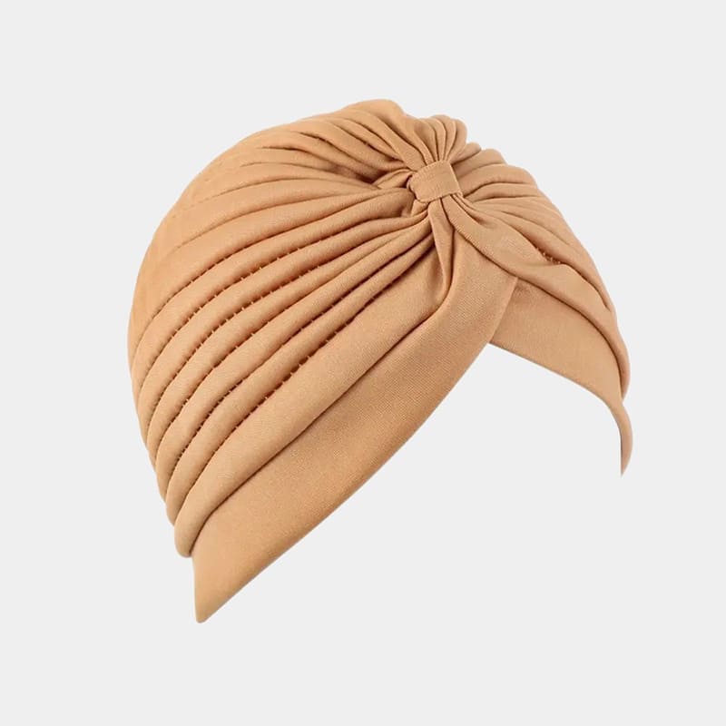 Light Brown Pleated Turban | Meolina