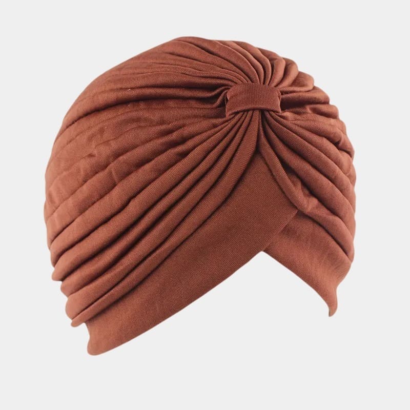 Turban plissé marron