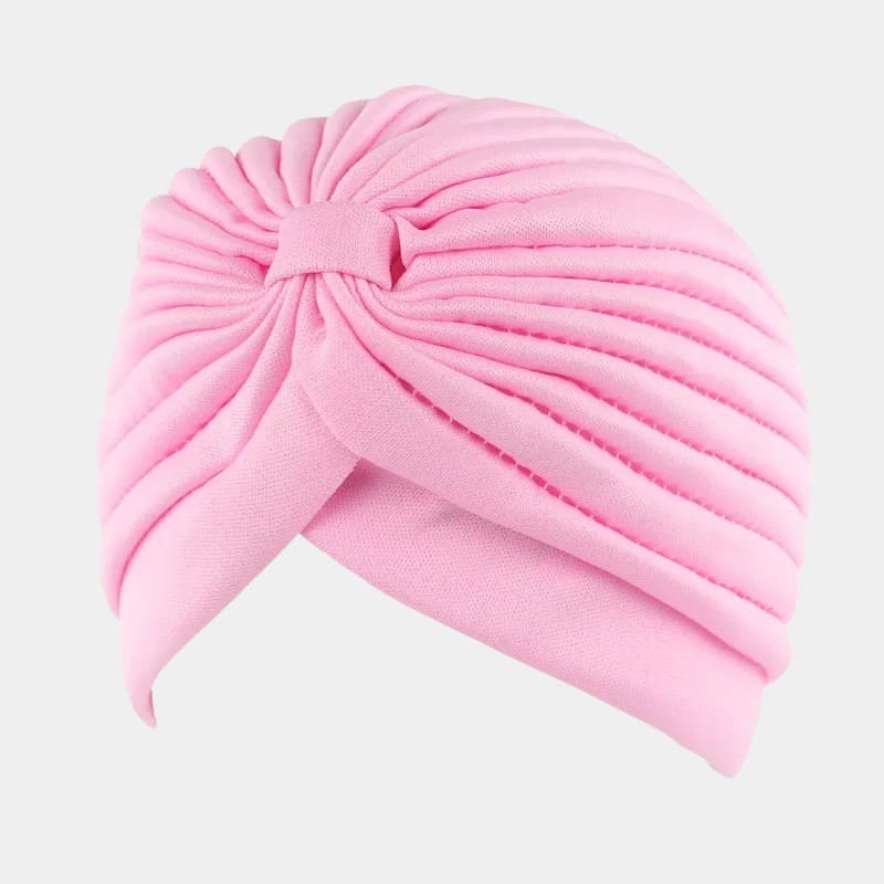 Turban plissé rose