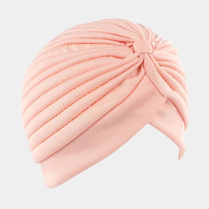 Turban plissé rose nacre