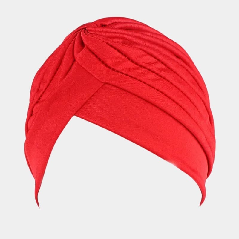 Turban plissé rouge