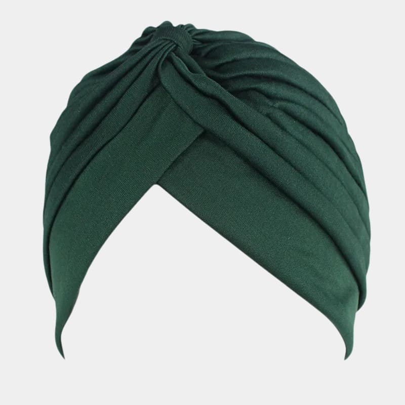 Turban plissé vert foncé