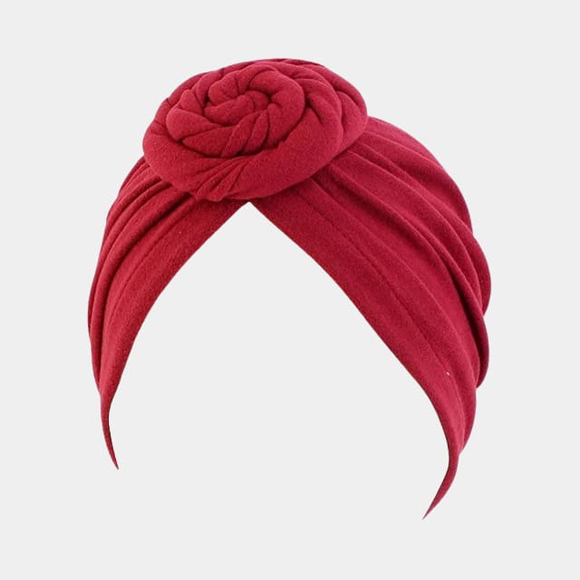 Turban rouge vin avec gros nœud