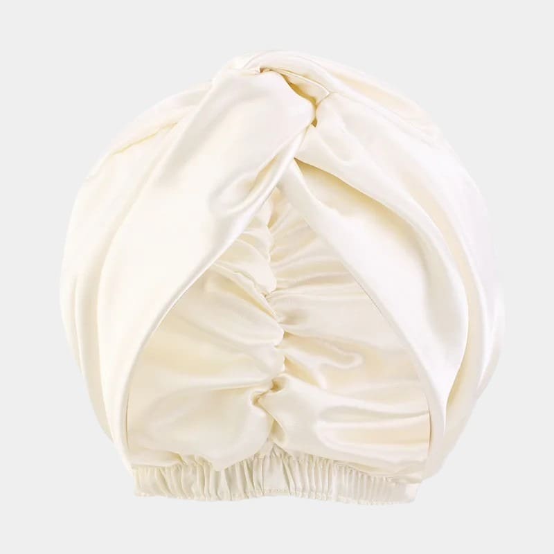 Turban en satin beige