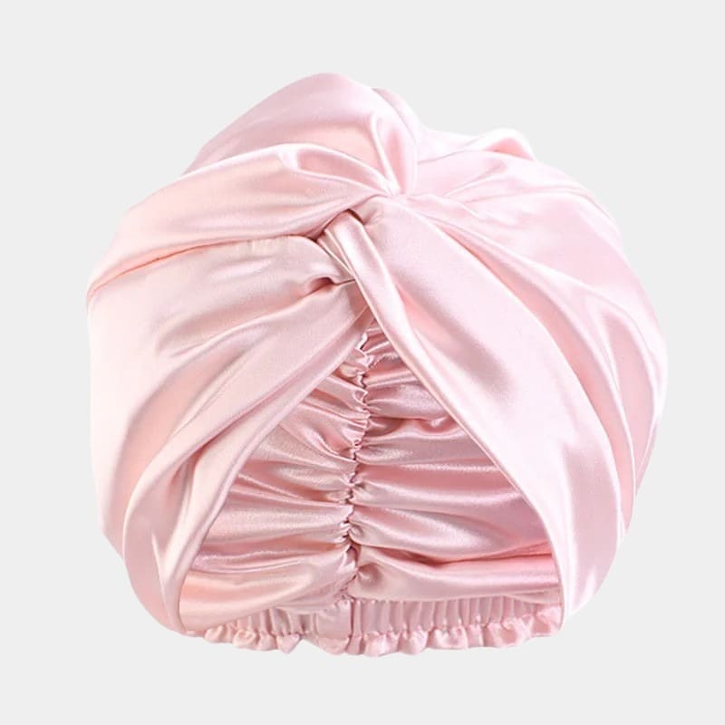 Turban en satin rose clair